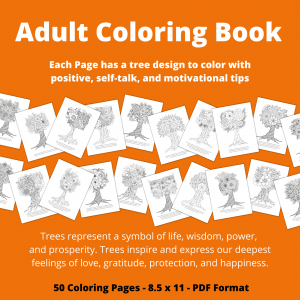 50 Page Coloring Book with Trees And Messages